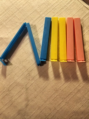 Plastic clips for food bags, set of 6, colorful