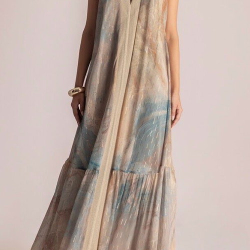 Moutaki dress turquoise and gold, size M/S