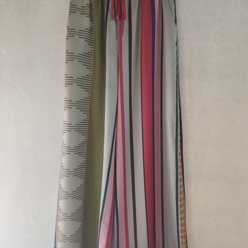 Striped Wide-Leg Pants with Adjustable Waist, Size M, New