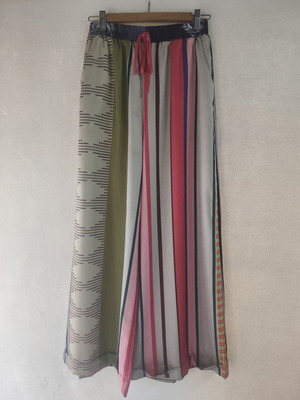 Striped Wide-Leg Pants with Adjustable Waist, Size M, New