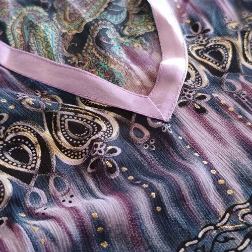 Silk Top with Hood boho paisley M/L like new