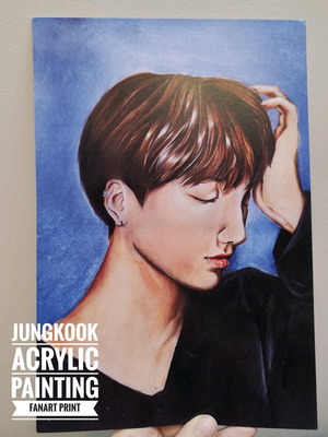 Jungkook acrylic painting print like new, A4 on velvet paper
