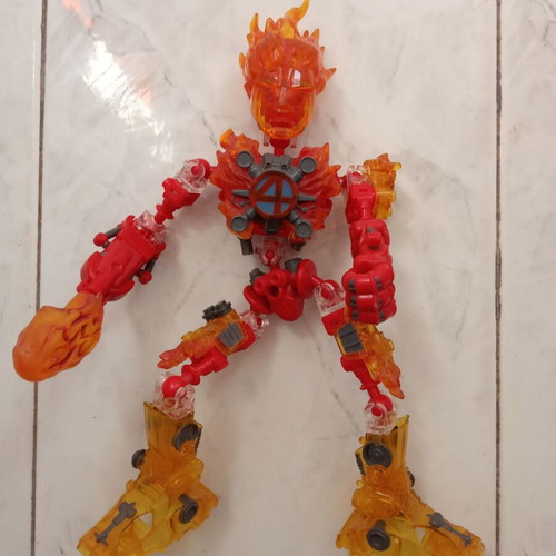 Human Torch Marvel Super Tech Heroes Mega Bloks figure used, 25 cm