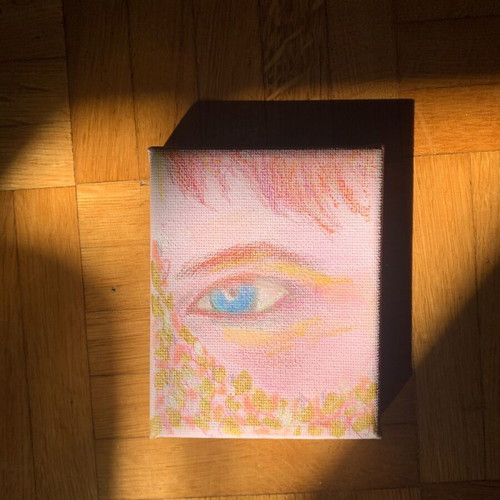 Lover’s Eye Painting καινούργιο, ακρυλικά και ξυλομπογιές σε καμβά 10x8cm
