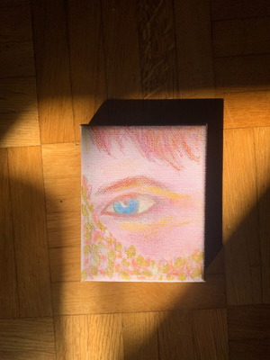 Lover’s Eye Painting καινούργιο, ακρυλικά και ξυλομπογιές σε καμβά 10x8cm