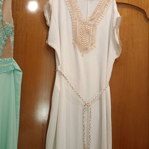 Summer dress new, airy, white and beige