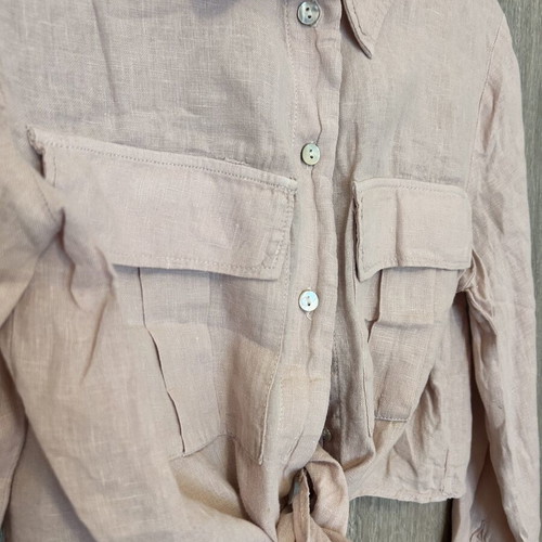Linen short shirt women's soft pink like new Zara
