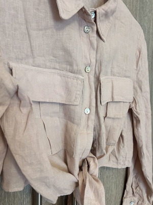 Linen short shirt women's soft pink like new Zara