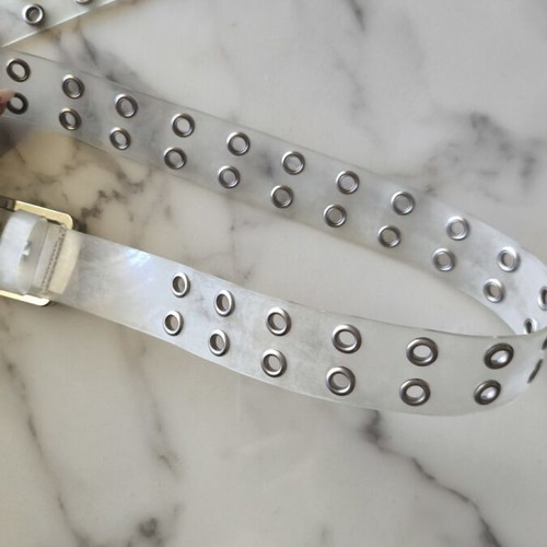 Transparent belt with metal details like new, 94cm without buckle