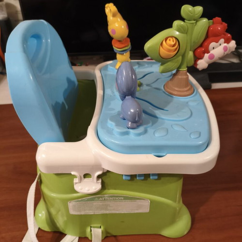Fisher Price chair feeding seat used with adjustable tray and toys