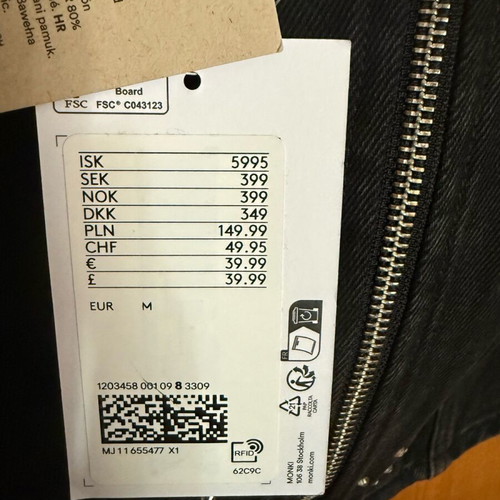 Monki denim bustier new unworn black size M