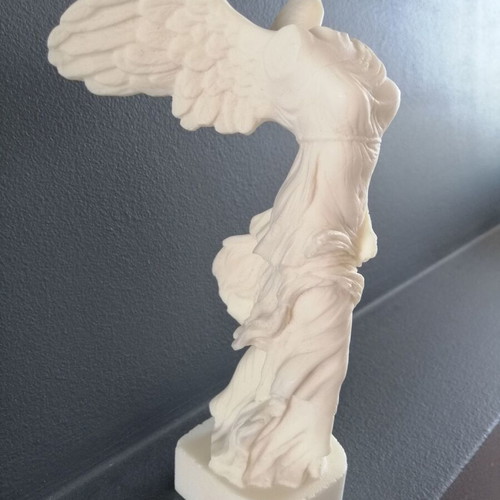 Nike of Samothrace statue used, alabaster, height 19 cm