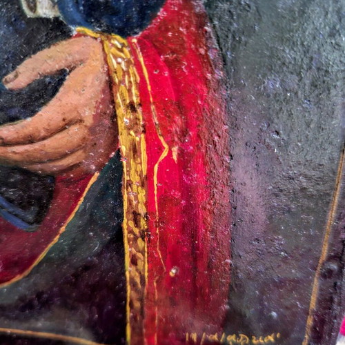 Icon of Theotokos with Christ Child used, oil on metal surface 1921