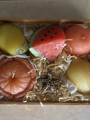 Fruit-shaped candles set of 5 new