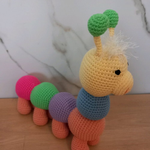 Handmade knitted caterpillar doll 27 cm new
