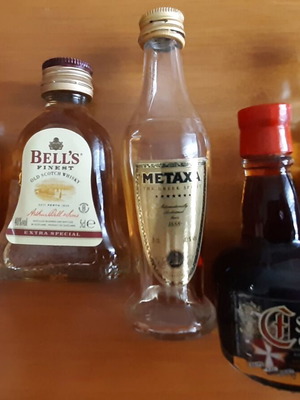Σετ 5 αυθεντικές vintage μινιατούρες μπουκαλιών μεταχειρισμένες (1980)