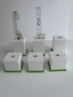 Watch display stands used, pack of 6 with green base