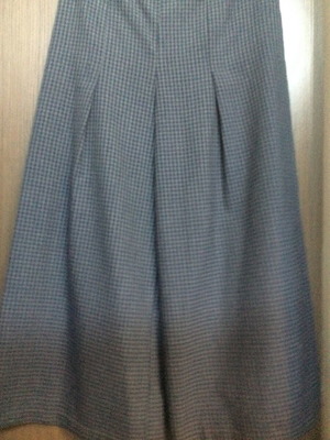 Wide checked zip culotte pants blue gray, like new, size M