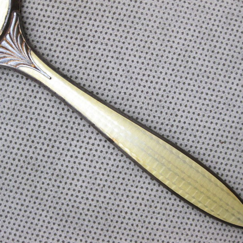 Hand mirror used, enamel and bijouterie