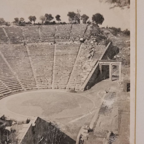 Epidaurus Theatre postcard used, black and white
