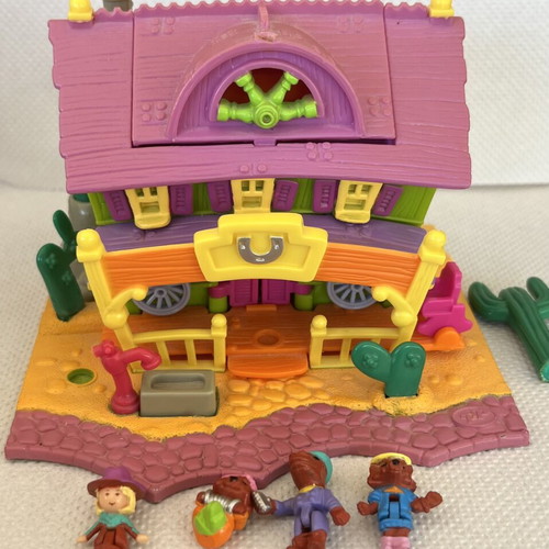 Polly Pocket Western Saloon 1994 playset used with lights and figures