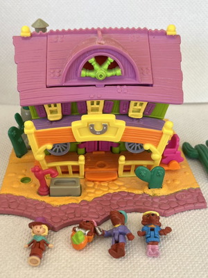 Polly Pocket Western Saloon 1994 playset used with lights and figures