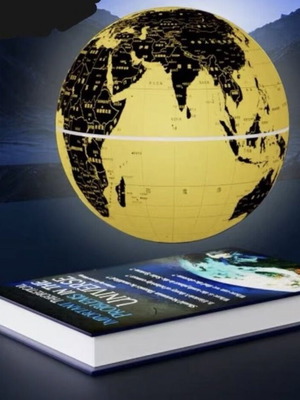 Magnetic Floating Globe with Gold and Black Map, New