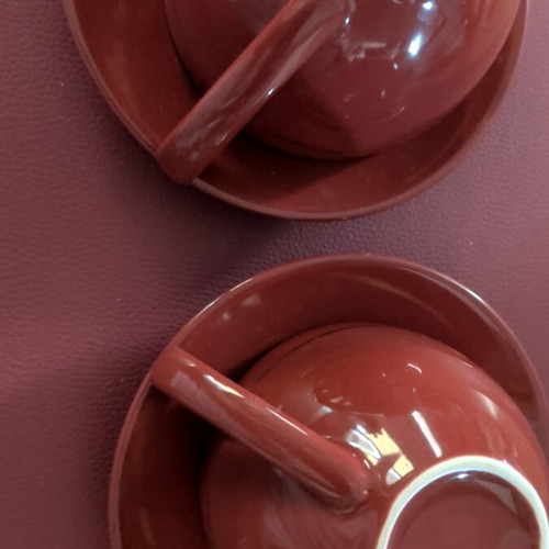 Cappuccino ceramic cups set of two, burgundy, Nescafé edition, new