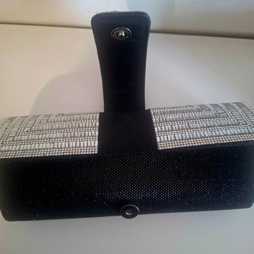 Evening clutch bag, black and silver