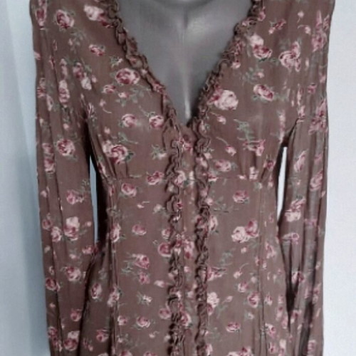 H&M chiffon shirt with floral military print, like new, XL-XXL