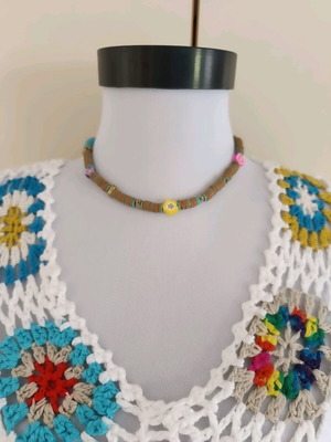 Summer necklace handmade with fimo and steel bead, new
