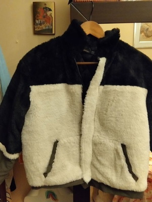 Raxevsky jacket like new, furry and thick coat XS black and beige