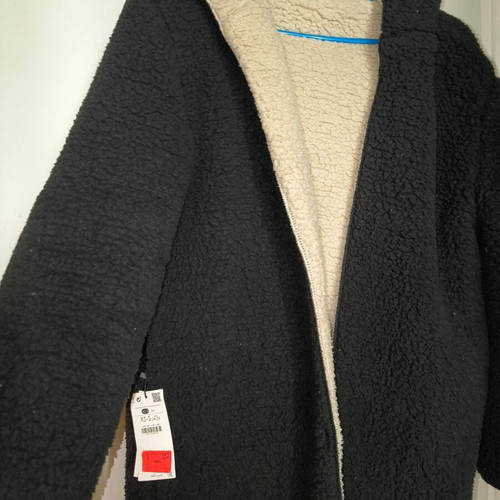 Bershka teddy jacket new, reversible, size XS-S, black and beige