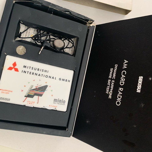 Vintage Mitsubishi Sekisui Card Radio used, credit card size