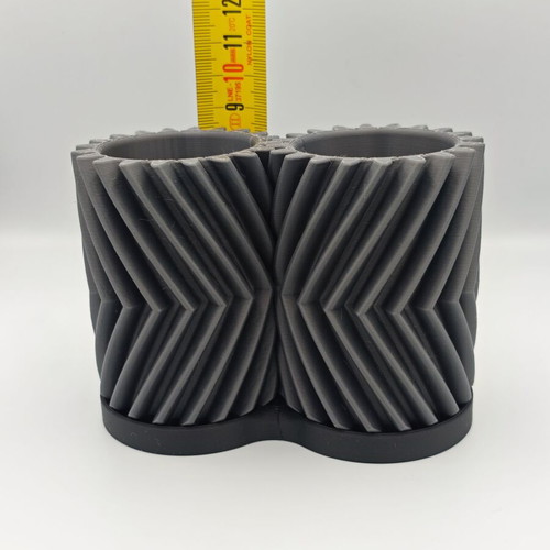 3D Printed Double Pencil Holder with Moving Gears, Custom Colors