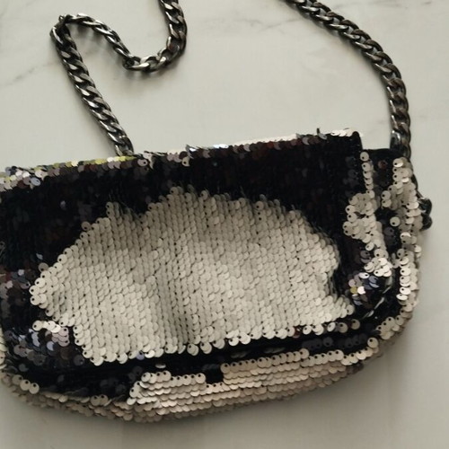 H&M shoulder bag new with reversible black and white sequins