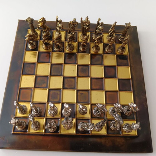 Vintage metal chess set Fantasy Medieval 32 pieces