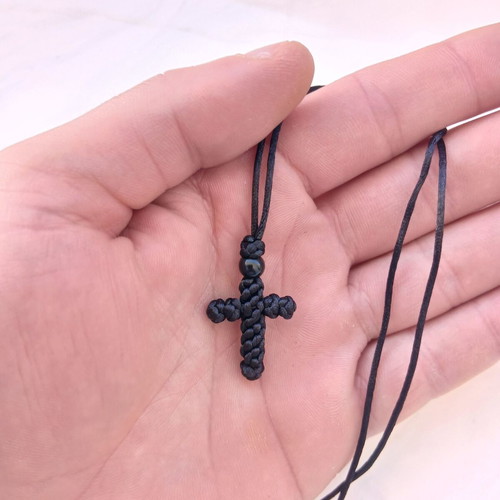 Cross pendant necklace made to order with black satin cord