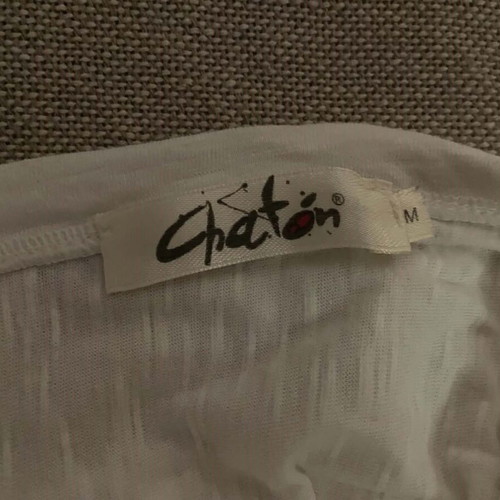 Chaton T-shirt with Open Back and Bow, Like New, Size M, White