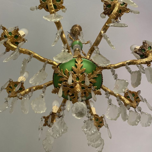 Vintage six-light ceiling chandelier classic baroque style 1950