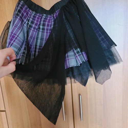 Petticoat tartan skirt used, goth punk handmade details