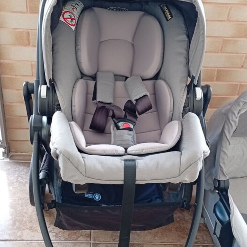 Graco 3-in-1 stroller used with carrycot, footmuff, and rain cover