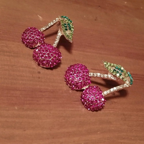 Cherry earrings shiny new
