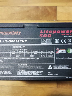 Thermaltake LT-500AL2NC 500W computer power supply used
