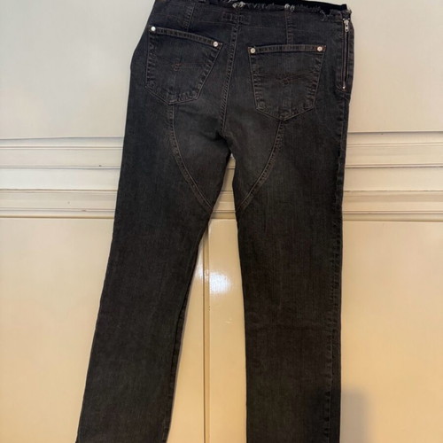 Blumarine denim pants like new, stone wash black with embroidery