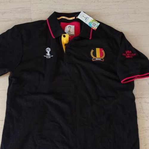 Fifa World Cup 2014 men's black polo shirt Belgium new