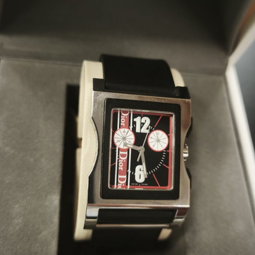 Dior CD034313 rectangular chronograph watch, Swiss made, NOS