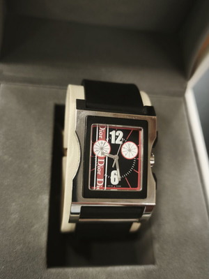 Dior CD034313 rectangular chronograph watch, Swiss made, NOS