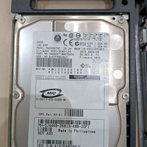 Fujitsu MAS3367NC 15K 36GB Ultra 320 SCSI used with Dell tray