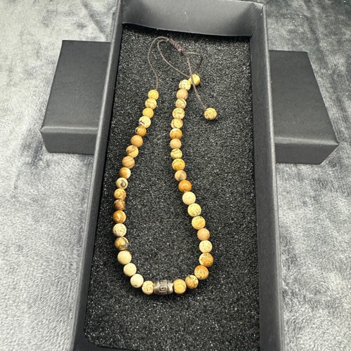 Picture Jasper bracelet handmade with Greek key, new, multicolor